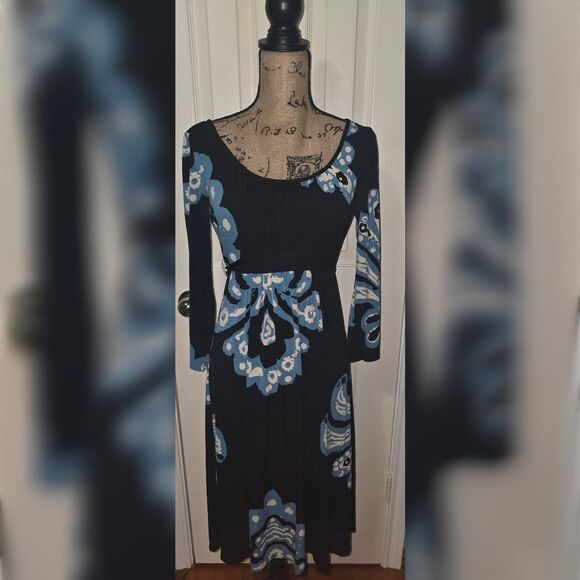 Vintage Donna Morgan Long Sleeve Print Dress - Picture 1 of 3